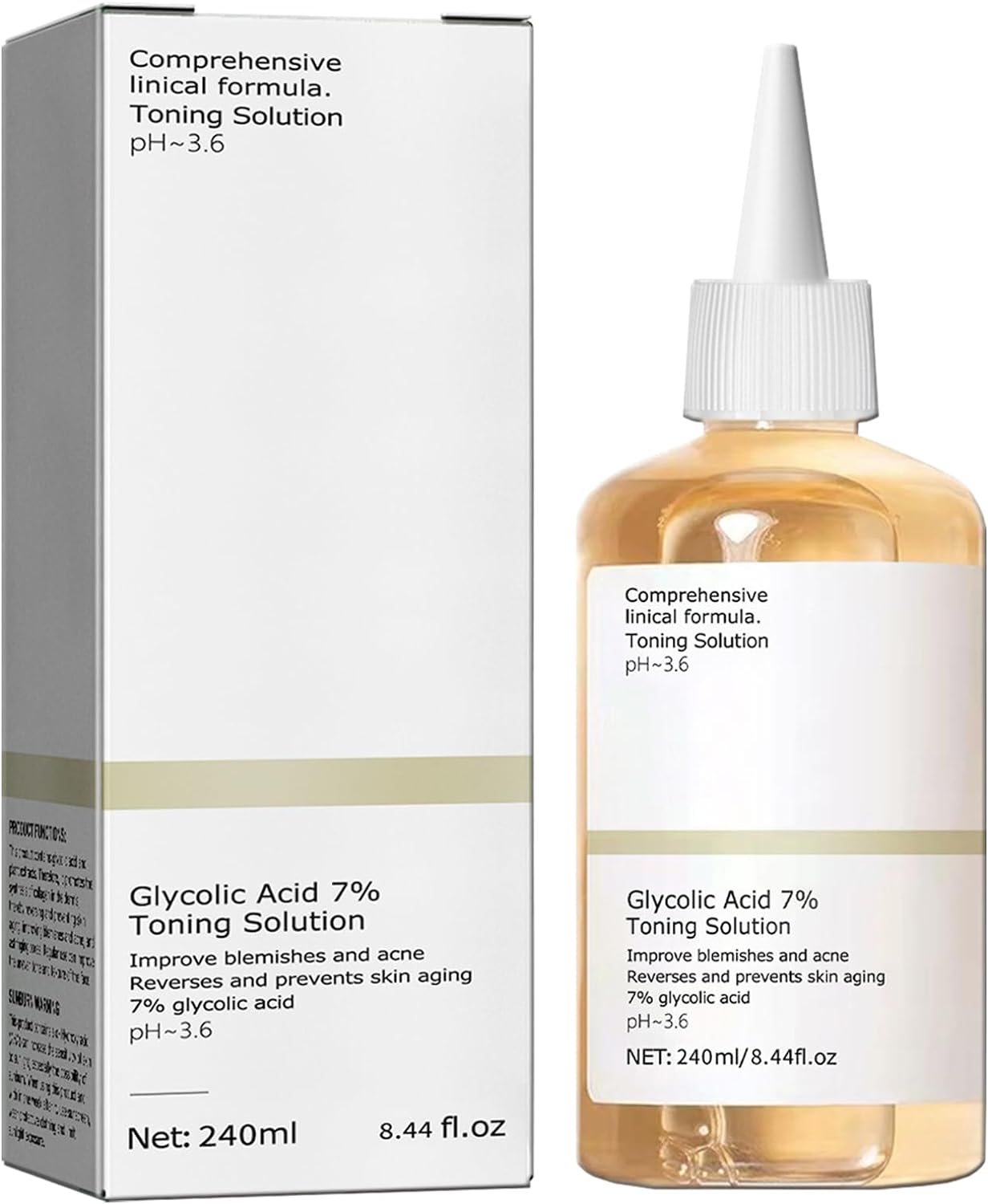 240ML Ordinary-Glycolic Acid 7% Toner,Glycolic Sour 7% Toning,Facial Exfoliation Astringe Pores, Solution for Blemishes and AcneReduces Skin Blemishes