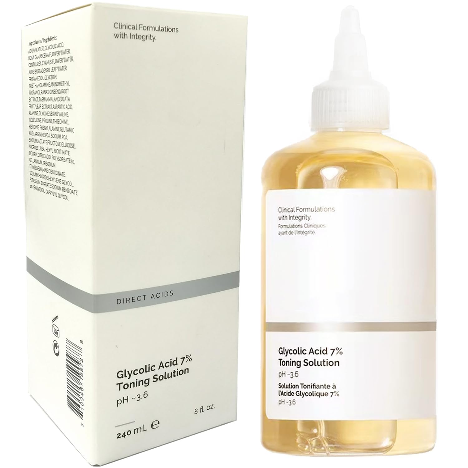 240ML Glycolic Acid 7% Toner,Toning Resurfacing Solution, Facial Exfoliation Astringe Pores, Hydrates and Reduces Skin Blemishes